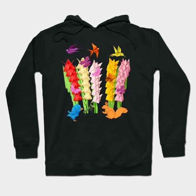 ORIGAMI TULIP FIELD WITH SOME FRIENDS Hoodie by KutieKoot T's